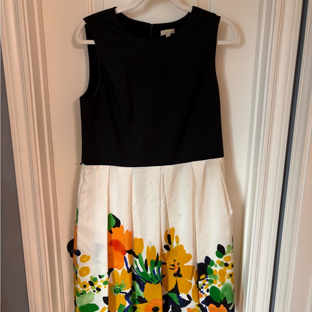 Anthropologie Black and White Floral Midi Dress